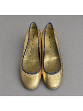 MARC JACOBS Womens Size 36.5 (US 6.5) Gold Metallic Leather Ballet Flats Shoes